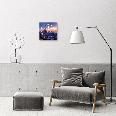 Horloge murale en verre Ville