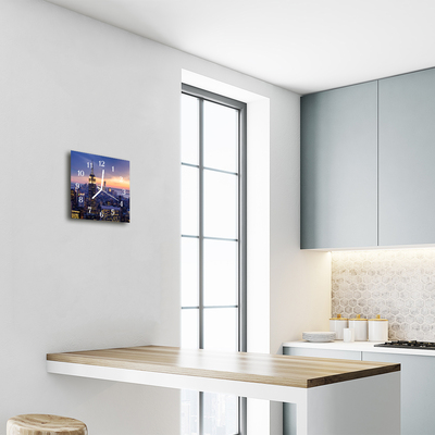 Horloge murale en verre Ville