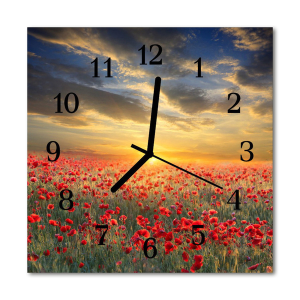 Horloge murale en verre Champ de pavot