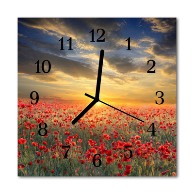 Horloge murale en verre Champ de pavot