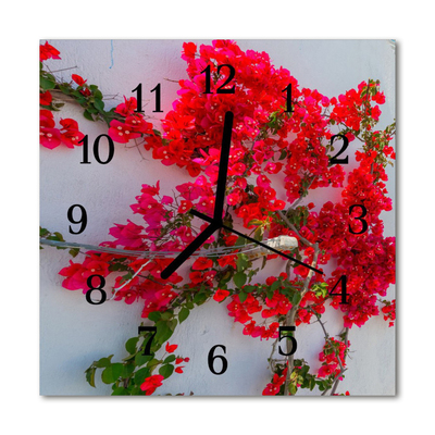 Horloge murale en verre Fleurs
