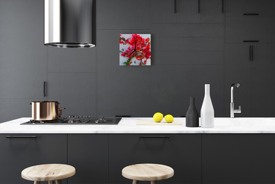 Horloge murale en verre Fleurs