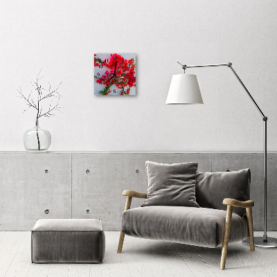 Horloge murale en verre Fleurs