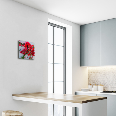 Horloge murale en verre Fleurs