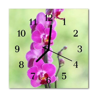 Horloge murale en verre Orchidée
