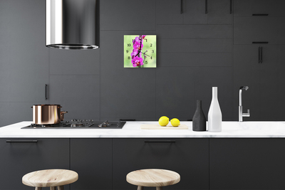 Horloge murale en verre Orchidée