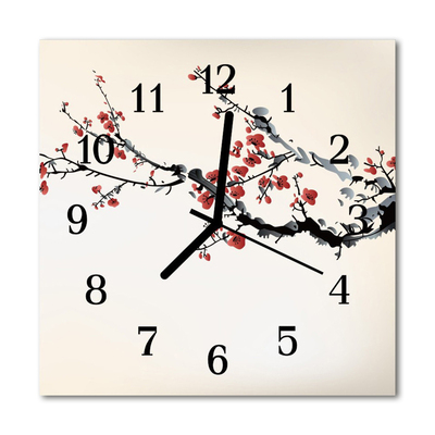 Horloge murale en verre Fleurs