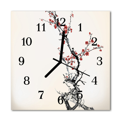 Horloge murale en verre Fleurs