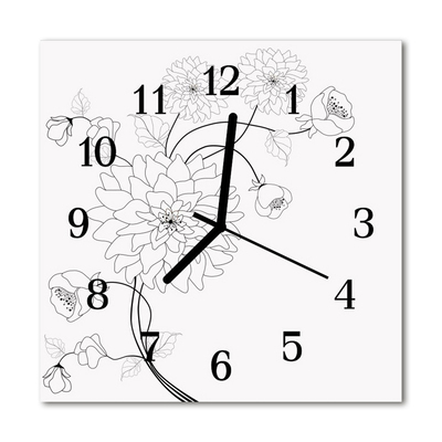Horloge murale en verre Fleurs