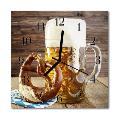 Horloge murale en verre Bretzel à la bière