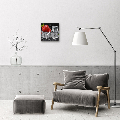 Horloge murale en verre Crème glacée à la fraise