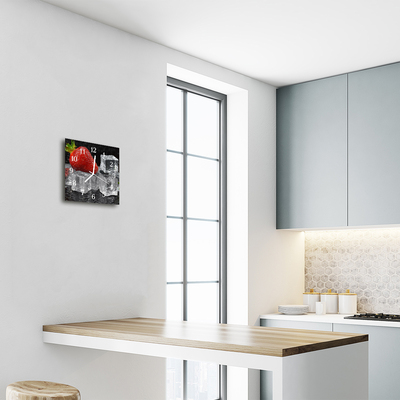 Horloge murale en verre Crème glacée à la fraise