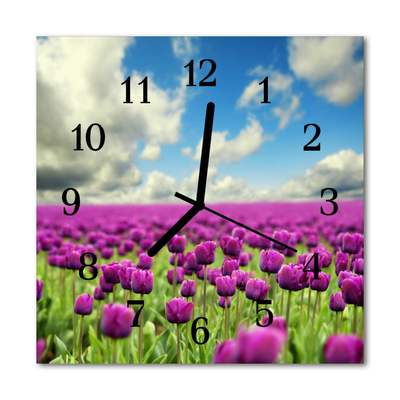 Horloge murale en verre Tulipes