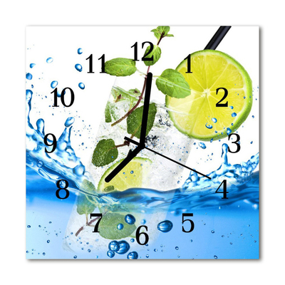 Horloge murale en verre Menthe citron vert