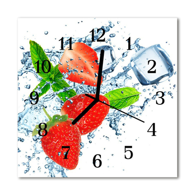 Horloge murale en verre Fraises