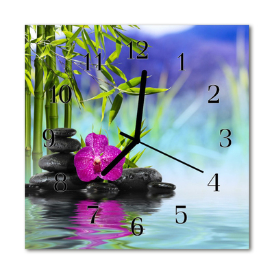 Horloge murale en verre Spa orchid