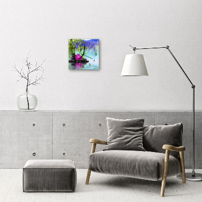 Horloge murale en verre Spa orchid