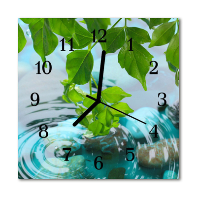 Horloge murale en verre Feuilles