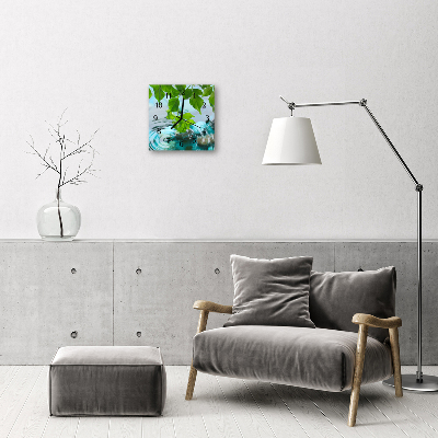 Horloge murale en verre Feuilles