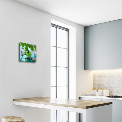 Horloge murale en verre Feuilles