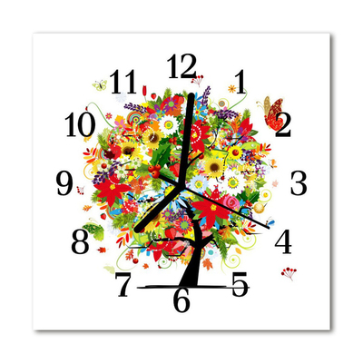 Horloge murale en verre Arbre de fleurs
