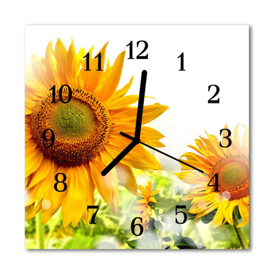 Horloge murale en verre Tournesol