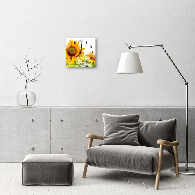 Horloge murale en verre Tournesol