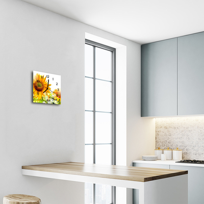 Horloge murale en verre Tournesol
