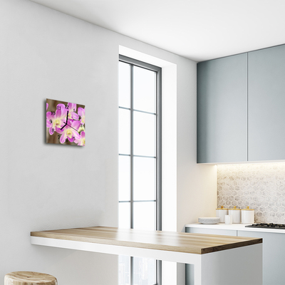 Horloge murale en verre Fleurs