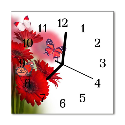 Horloge murale en verre Gerbera