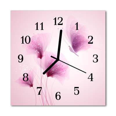 Horloge murale en verre Fleurs
