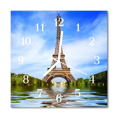 Horloge murale en verre Tour eiffel