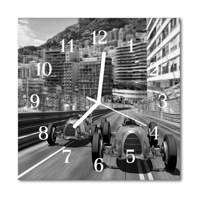 Horloge murale en verre Voiture de course