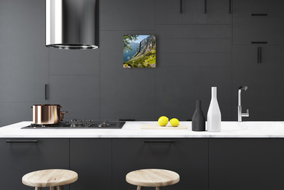 Horloge murale en verre Montagnes