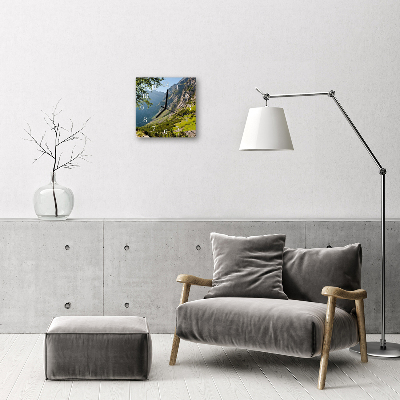 Horloge murale en verre Montagnes