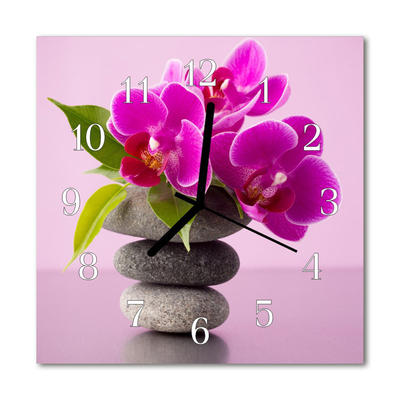 Horloge murale en verre Orchidée