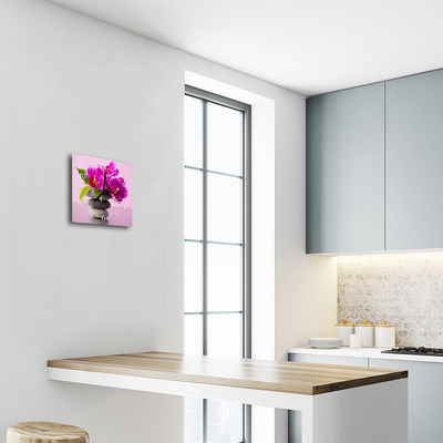 Horloge murale en verre Orchidée