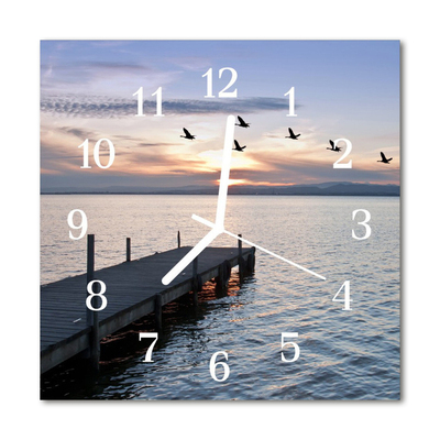 Horloge murale en verre Oiseaux du lac