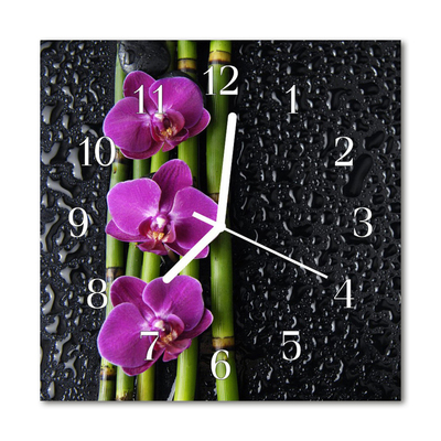 Horloge murale en verre Orchidée