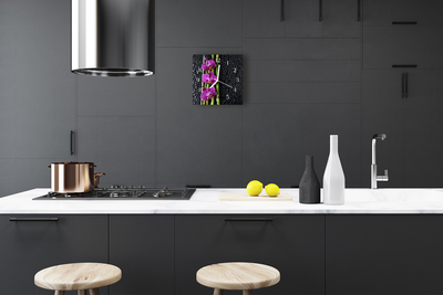 Horloge murale en verre Orchidée