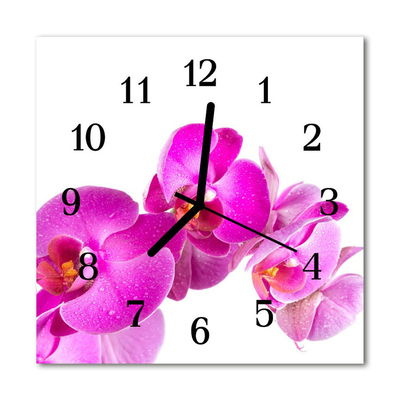 Horloge murale en verre Orchidée