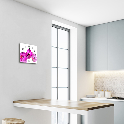Horloge murale en verre Orchidée