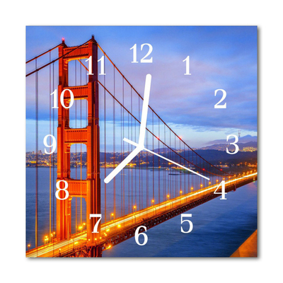 Horloge murale en verre Golden gate
