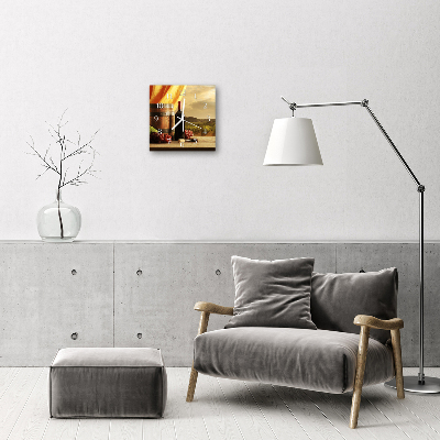 Horloge murale en verre Tonneau de vin