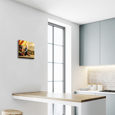Horloge murale en verre Tonneau de vin