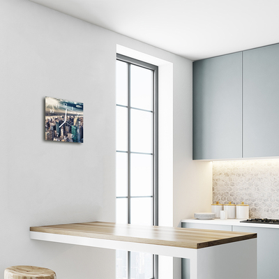 Horloge murale en verre Ville