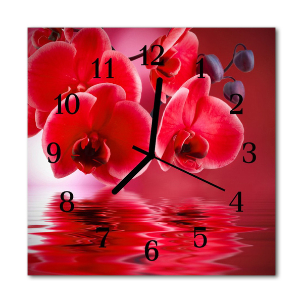 Horloge murale en verre Orchidée