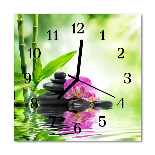 Horloge murale en verre Spa orchid