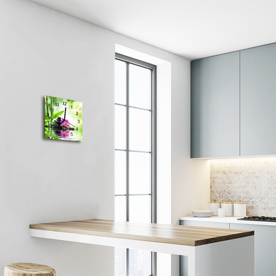 Horloge murale en verre Spa orchid