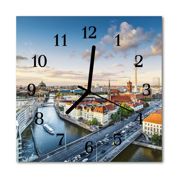Horloge murale en verre Rivière de la ville